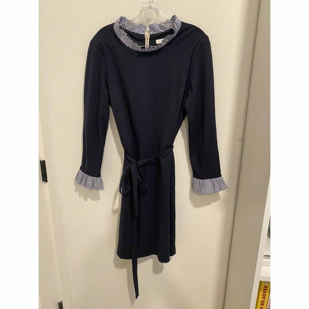1901 Built In Stripe Collar Shirt Dress Belted Work Size  14 - Picture 2 of 7